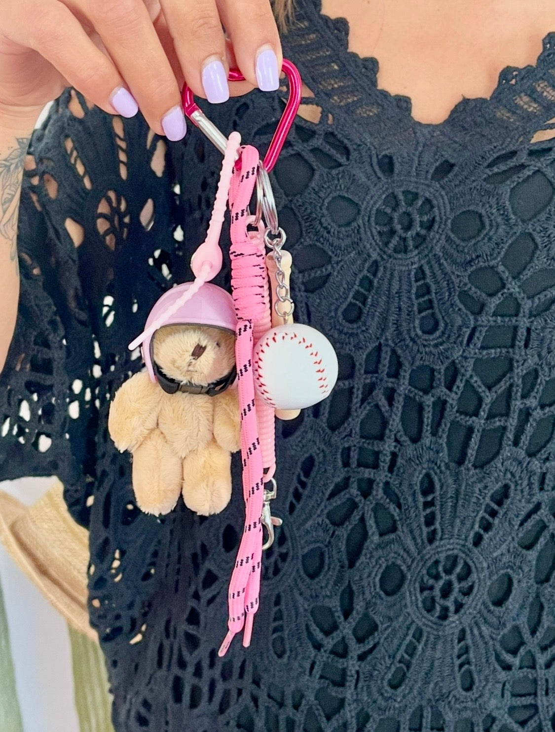 Porte clés / bijoux de sac 🩷🐻⚾️ « Sweet Teddy »