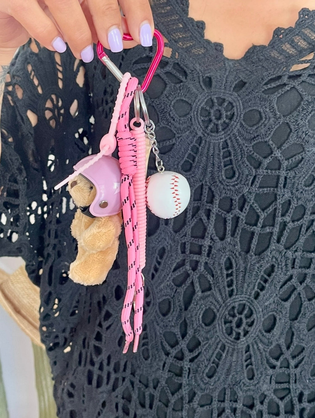 Porte clés / bijoux de sac 🩷🐻⚾️ « Sweet Teddy »
